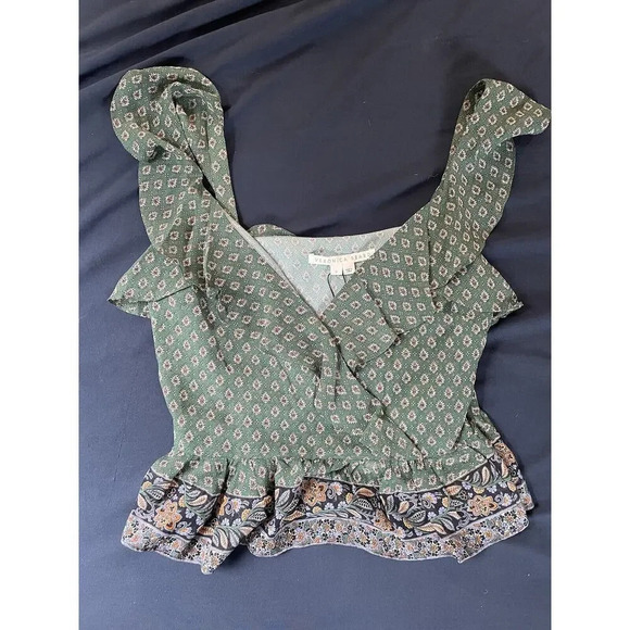 Veronica Beard Women’s Randa Silk Top Seaglass Multi Peplum Ruffle Floral Size 6 - Picture 10 of 10